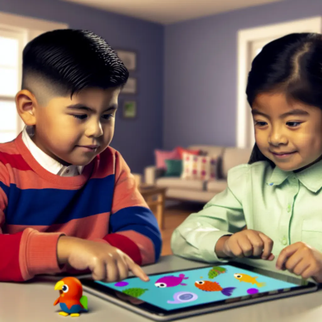 Dzieci korzystające z edukacyjnej aplikacji na tablecie